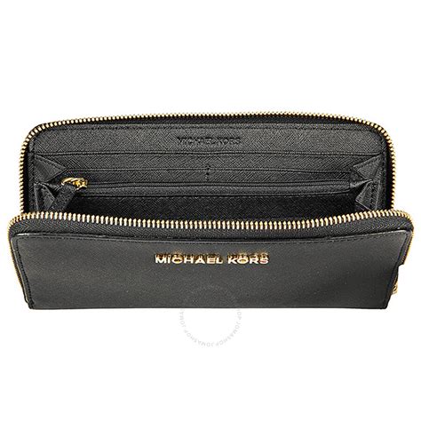 michael kors jet set zip around wallet black|Michael Kors Wallet double zip.